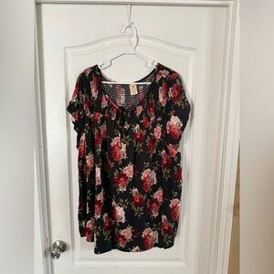 Faded Glory Women’s Black Floral Boho Blouse Sz 4X. MH-231